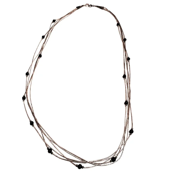 Genuine Liquid Sterling Silver Multi-Strand Native American Necklace - Picture 1 of 6